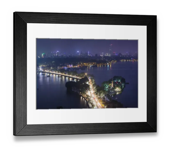 Framed Print : Vietnam, Hanoi, elevated city view by Tay Ho, West Lake, dusk Framed Print : Vietnam, Hanoi, elevated city view by Tay Ho, West Lake, dusk