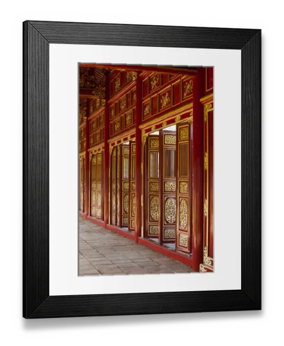 Framed Print : Vietnam, Hue, Hue Imperial City, Halls of the Mandarins, red-painted interior Framed Print : Vietnam, Hue, Hue Imperial City, Halls of the Mandarins, red-painted interior