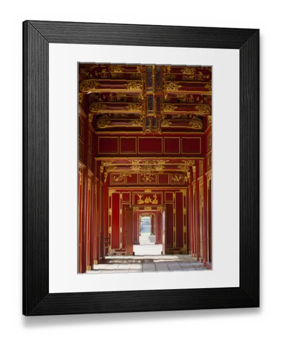 Framed Print : Vietnam, Hue, Hue Imperial City, Halls of the Mandarins, red-painted interior Framed Print : Vietnam, Hue, Hue Imperial City, Halls of the Mandarins, red-painted interior