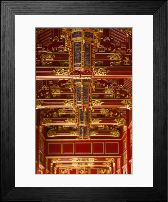 Framed Print : Vietnam, Hue, Hue Imperial City, Halls of the Mandarins, red-painted interior Framed Print : Vietnam, Hue, Hue Imperial City, Halls of the Mandarins, red-painted interior