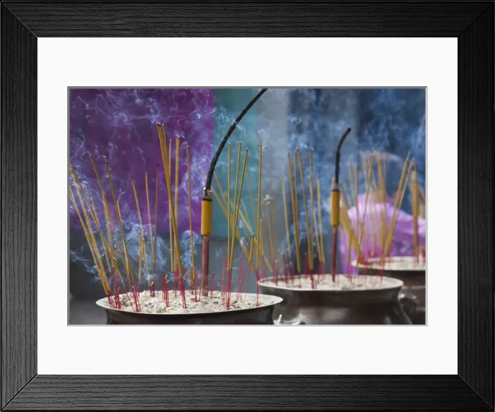Framed Print : Vietnam, Ho Chi Minh City, Cholon, Chinatown Area, Thien Hau Pagoda, buring incense