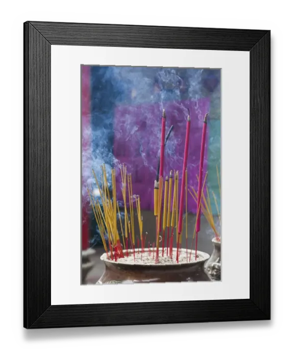 Framed Print : Vietnam, Ho Chi Minh City, Cholon, Chinatown Area, Thien Hau Pagoda, buring incense