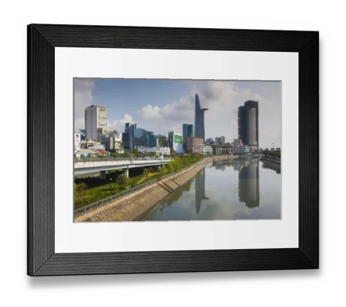 Framed Print : Vietnam, Ho Chi Minh City, city view with Bitexco Tower along the Ben Nghe Canal