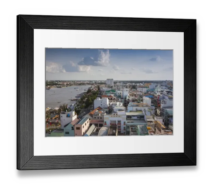 Framed Print : Vietnam, Mekong Delta, Can Tho, elevated view of city and Can Tho River Framed Print : Vietnam, Mekong Delta, Can Tho, elevated view of city and Can Tho River