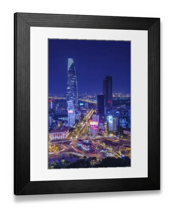 Framed Print : Vietnam, Ho Chi Minh City, elevated city view above Quach Thi Trang Circle, dusk Framed Print : Vietnam, Ho Chi Minh City, elevated city view above Quach Thi Trang Circle, dusk