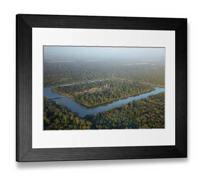 Framed Print : Moat around Angkor Wat, UNESCO World Heritage Site, Siem Reap, Cambodia - aerial