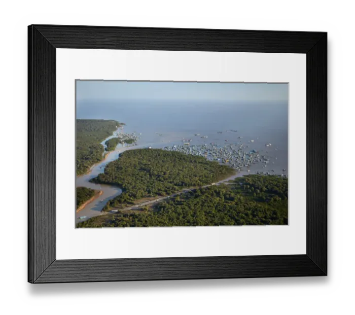 Framed Print : Siem Reap River, Chong Khneas Floating Village, and Tonle Sap Lake, near Siem Reap