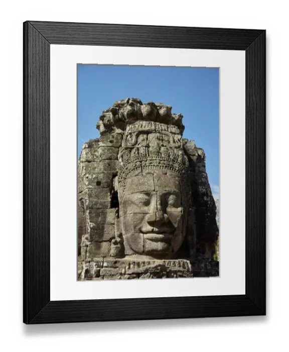 Framed Print : Face thought to depict Bodhisattva Avalokiteshvara, Bayon temple ruins, Angkor Thom