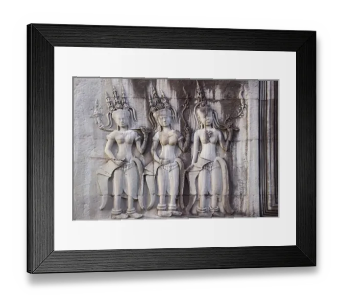 Framed Print : Details of relief at Angkor Wat, UNESCO World Heritage site