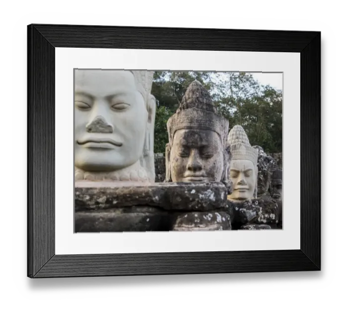 Framed Print : Asia; Cambodia; Angkor Watt; Siem Reap; Deamon heads on the gods and deamon bridge
