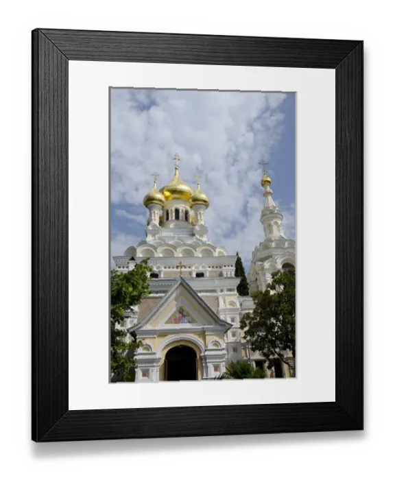 Framed Print : Ukraine, Yalta. Exterior of Saint Alexander Nevsky Cathedral, typical Russian architecture, c Framed Print : Ukraine, Yalta. Exterior of Saint Alexander Nevsky Cathedral, typical Russian architecture, c