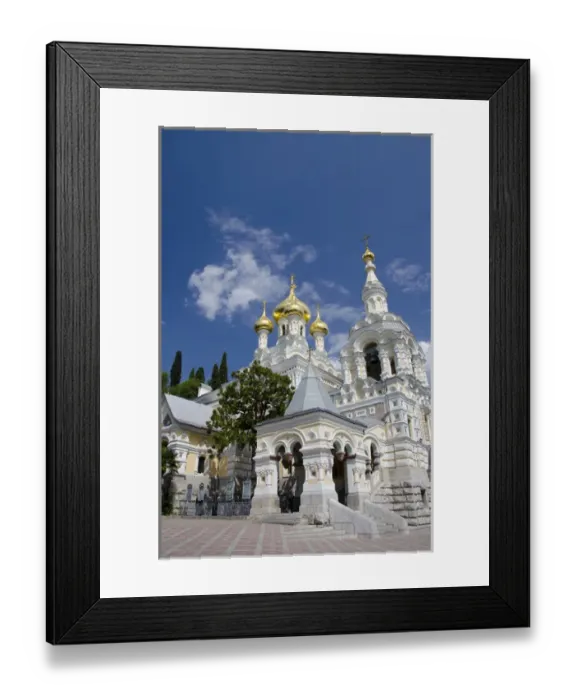 Framed Print : Ukraine, Yalta. Exterior of Saint Alexander Nevsky Cathedral, typical Russian architecture, c