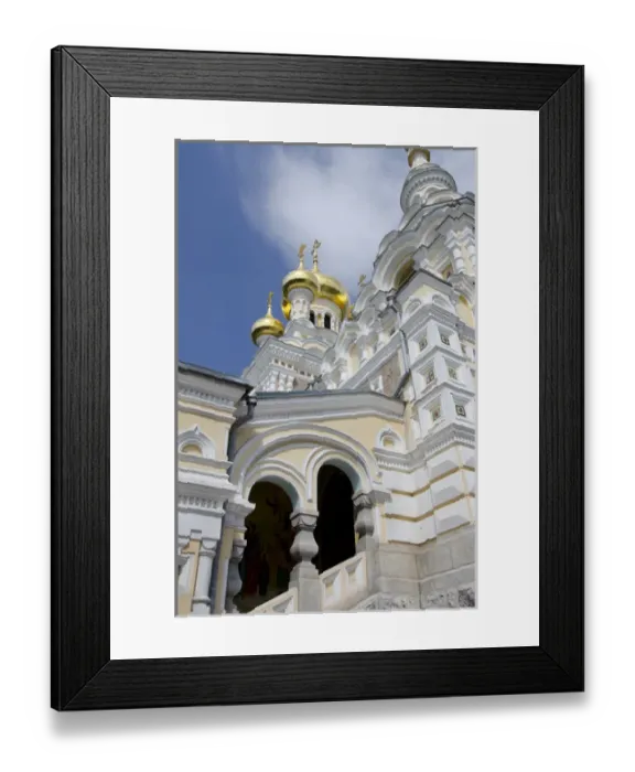 Framed Print : Ukraine, Yalta. Exterior of Saint Alexander Nevsky Cathedral, typical Russian architecture, c