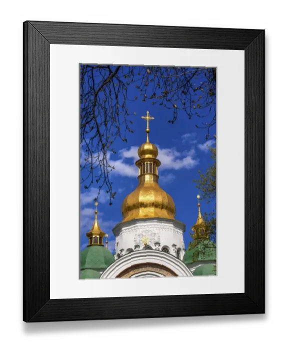 Framed Print : Saint Sophia Sofia Cathedral Spires Towe Golden Dome Sofiyskaya Square Kiev Ukraine