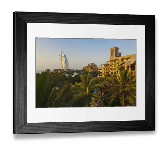 Framed Print : Modern Burj Al Arab Hotel and traditional wind house, Dubai, United Arab Emirates Framed Print : Modern Burj Al Arab Hotel and traditional wind house, Dubai, United Arab Emirates