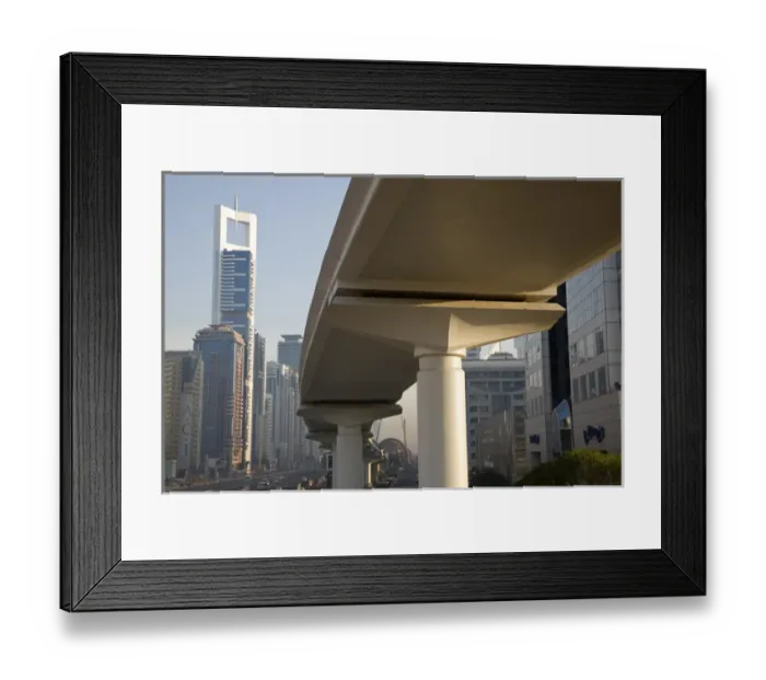 Framed Print : United Arab Emirates, Dubai. Metro transit platform along Sheik Zayed Road, with Framed Print : United Arab Emirates, Dubai. Metro transit platform along Sheik Zayed Road, with