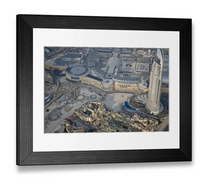 Framed Print : United Arab Emirates, Dubai. Aerial of Dubai Mall and The Address Hotel. Credit as Framed Print : United Arab Emirates, Dubai. Aerial of Dubai Mall and The Address Hotel. Credit as