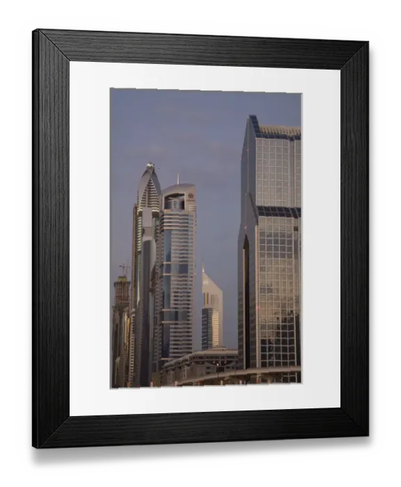 Framed Print : United Arab Emirates, Dubai. Towers along Sheik Zayed Road