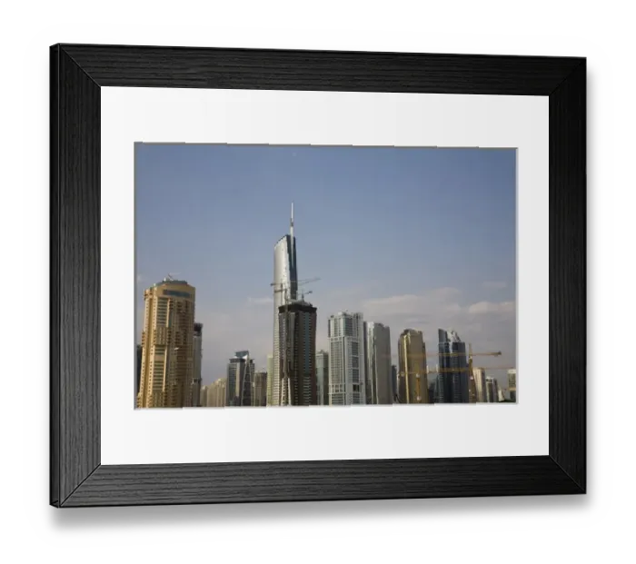 Framed Print : United Arab Emirates, Dubai. Building construction amid skyscrapers