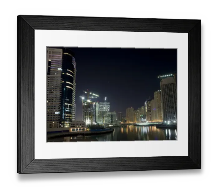 Framed Print : United Arab Emirates, Dubai. Towers on marina at night Framed Print : United Arab Emirates, Dubai. Towers on marina at night