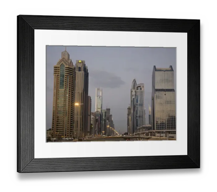 Framed Print : United Arab Emirates, Dubai. Towers along Sheik Zayed Road