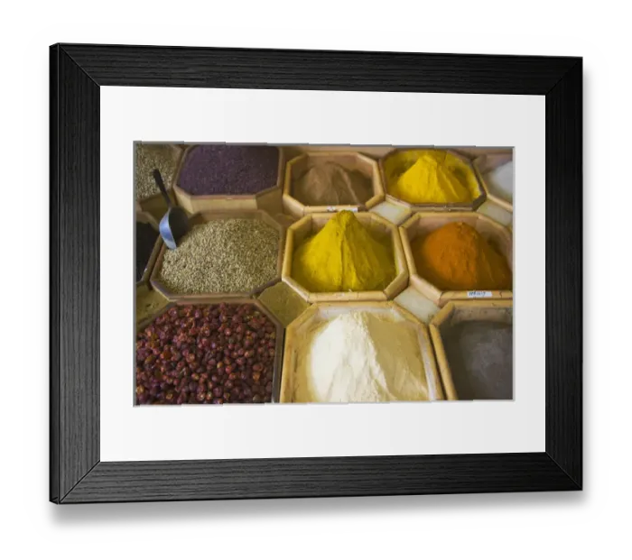 Framed Print : Selling spices at the market, Dubai, UAE