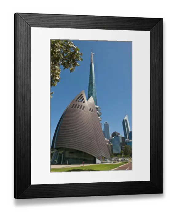 Framed Print : Bell Towers sails building and skyline in Perth in Western Australia Australia