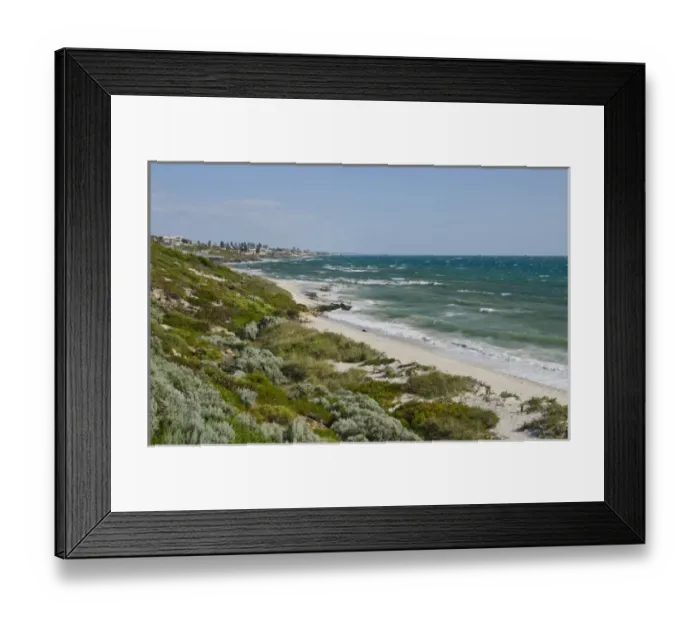 Framed Print : Beautiful shoreline and rocks with waves in North Beach area of Perth in Western Framed Print : Beautiful shoreline and rocks with waves in North Beach area of Perth in Western