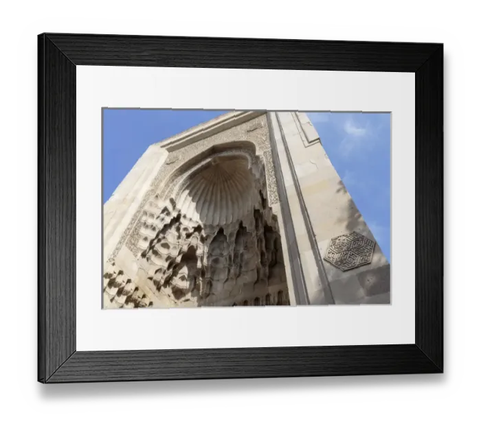 Framed Print : Azerbaijan, Baku. Intricate stonework in an arch at the Palace of the Shirvanshahs