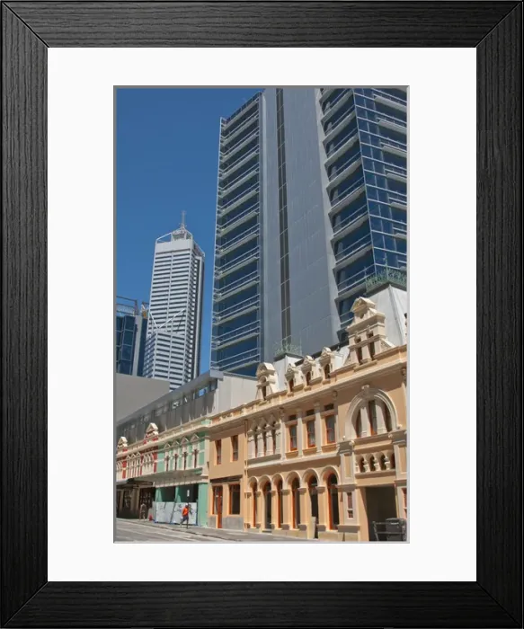 Framed Print : Forest Place joining old and new buildings in downtown at Williams Street Perth