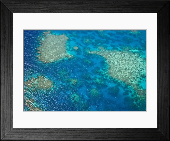 Framed Print : Aerial view of the Great Barrier Reef, Queensland, Australia Framed Print : Aerial view of the Great Barrier Reef, Queensland, Australia