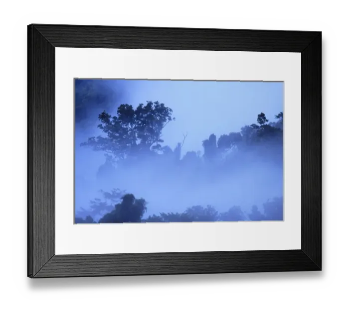 Framed Print : Thick, tropical rainforest covered mountains surround the Babinda Boulders, an hour s Framed Print : Thick, tropical rainforest covered mountains surround the Babinda Boulders, an hour s