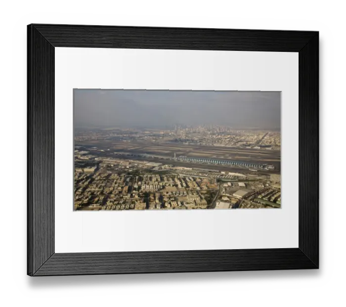 Framed Print : United Arab Emirates, Dubai. Aerial view of Dubai International Airport and new terminal Framed Print : United Arab Emirates, Dubai. Aerial view of Dubai International Airport and new terminal