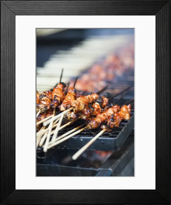 Framed Print : Australia, Victoria, VIC, Melbourne, Queen Victoria Market, ethnic food market, grilled Framed Print : Australia, Victoria, VIC, Melbourne, Queen Victoria Market, ethnic food market, grilled