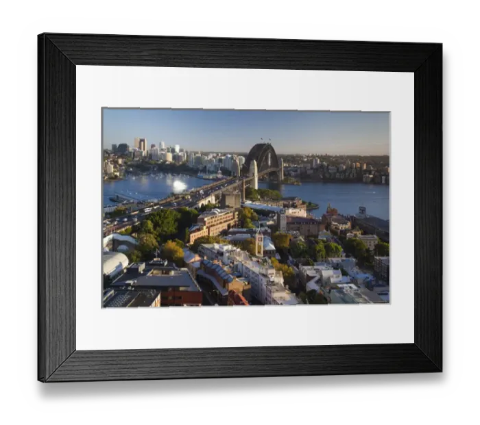 Framed Print : Australia, New South Wales, NSW, Sydney, Sydney Harbour Bridge, elevated view, dawn Framed Print : Australia, New South Wales, NSW, Sydney, Sydney Harbour Bridge, elevated view, dawn