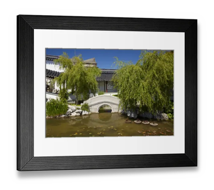 Framed Print : Footbridge, Chinese Gardens, Dunedin, Otago, South Island, New Zealand