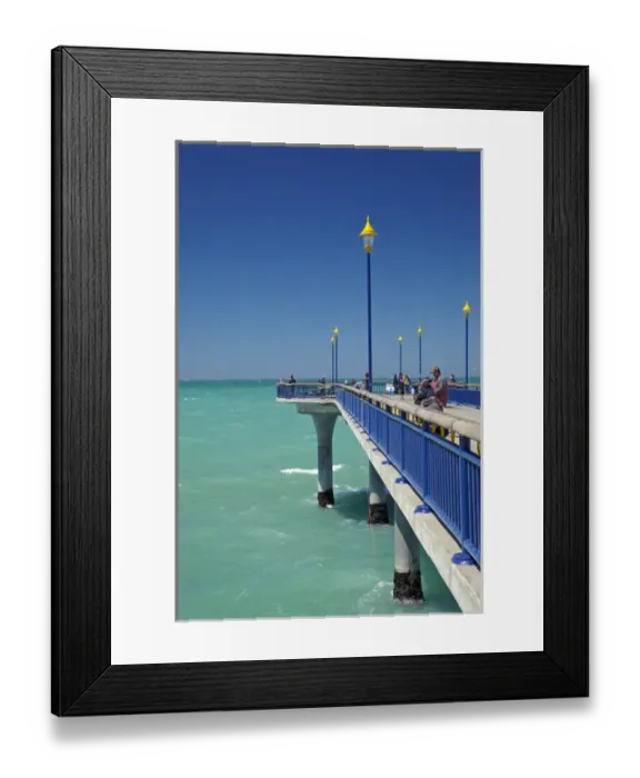 Framed Print : People fishing from New Brighton Pier, Christchurch, Canterbury, South Island, New