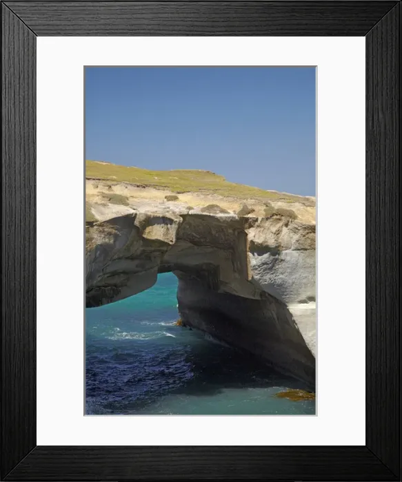 Framed Print : Natural arch, Tunnel Beach, Dunedin, Otago, South Island, New Zealand