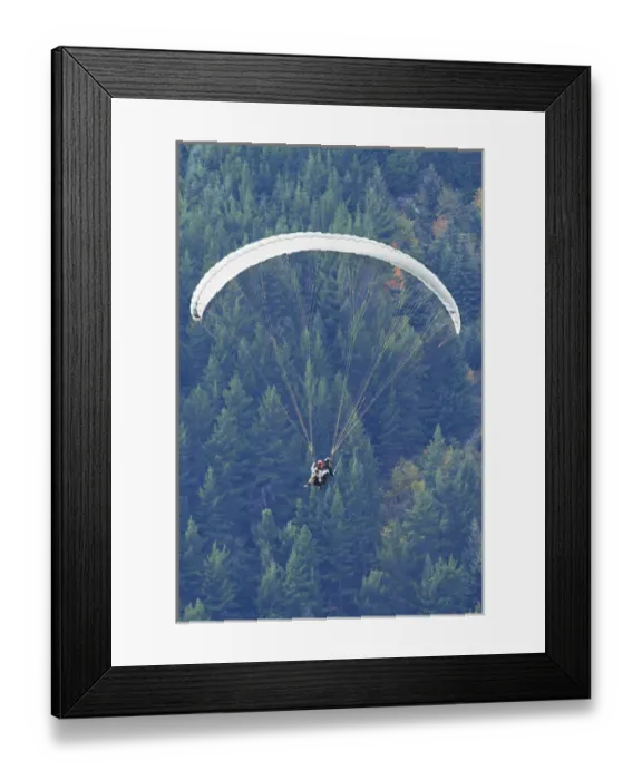 Framed Print : Tandem Paraglider in flight, Queenstown, South Island, New Zealand Framed Print : Tandem Paraglider in flight, Queenstown, South Island, New Zealand