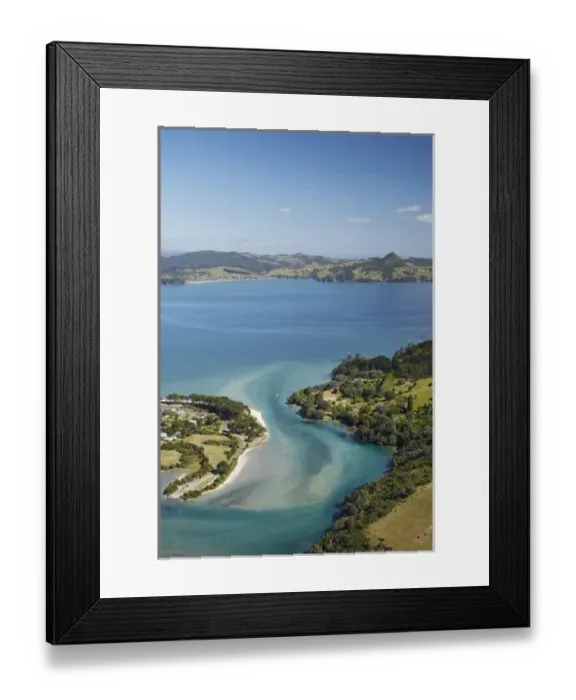 Framed Print : Inlet, Cooks Beach, Coromandel Peninsula, North Island, New Zealand - aerial Framed Print : Inlet, Cooks Beach, Coromandel Peninsula, North Island, New Zealand - aerial