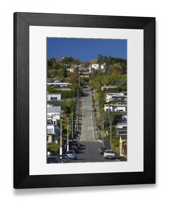 Framed Print : Baldwin Street ( worlds steepest street ), Dunedin, South Island, New Zealand Framed Print : Baldwin Street ( worlds steepest street ), Dunedin, South Island, New Zealand