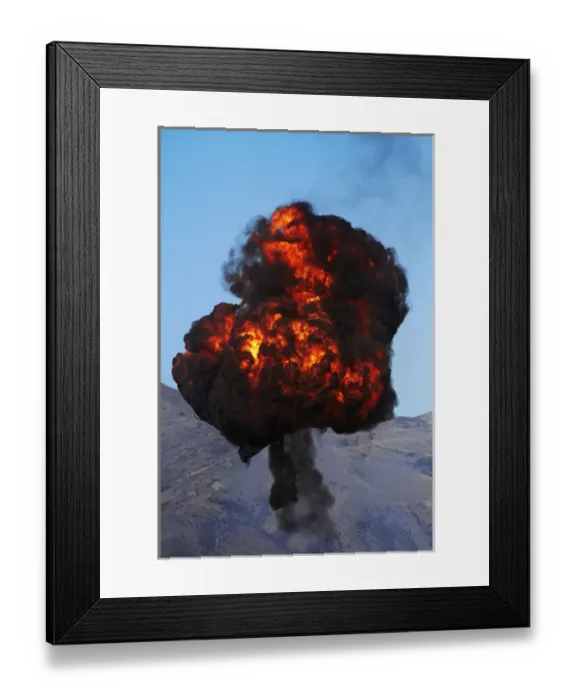 Framed Print : Controlled Explosions at Warbirds Over Wanaka Airshow, Otago, South Island, New Zealand