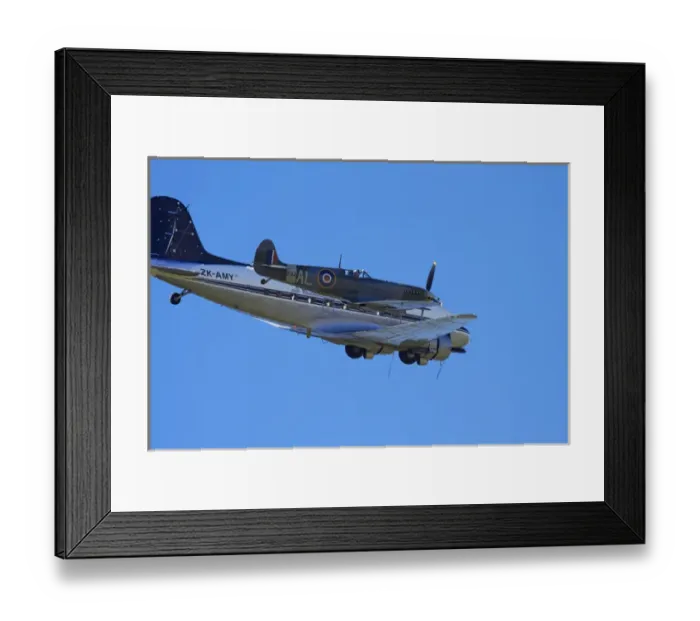 Framed Print : Supermarine Spitfire - British and allied WWII Fighter Plane and DC3 (Douglas C-47 Framed Print : Supermarine Spitfire - British and allied WWII Fighter Plane and DC3 (Douglas C-47