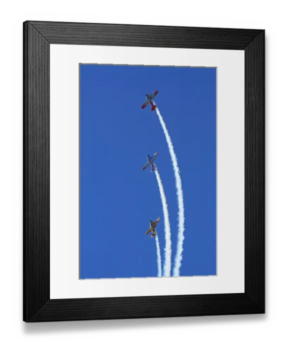 Framed Print : Aerobatic display by North American Harvards, or T-6 Texans, or SNJs Framed Print : Aerobatic display by North American Harvards, or T-6 Texans, or SNJs