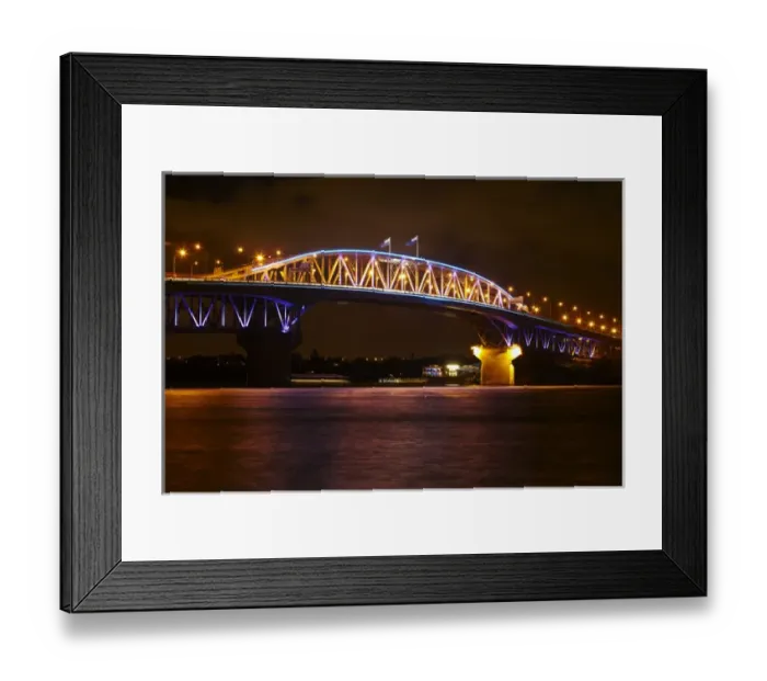 Framed Print : Auckland Harbour Bridge and Waitemata Harbour at night, Auckland, North Island, New Framed Print : Auckland Harbour Bridge and Waitemata Harbour at night, Auckland, North Island, New