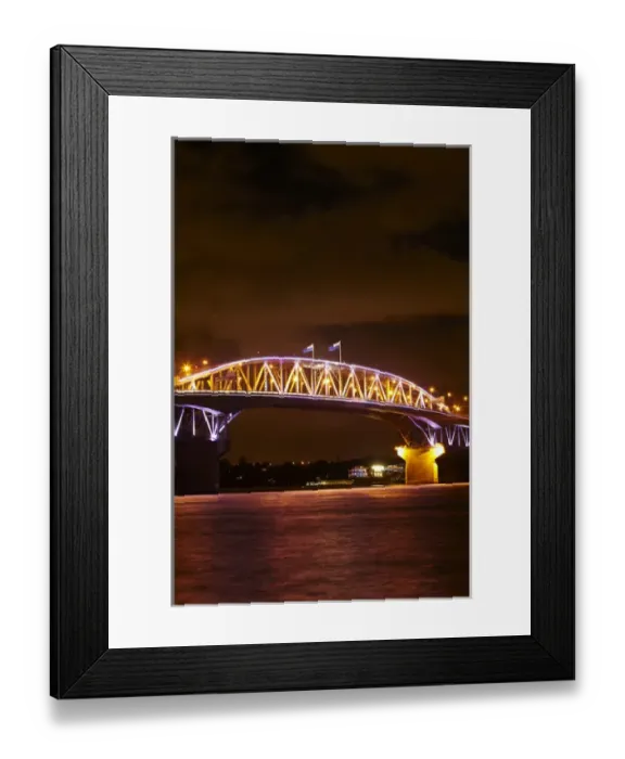 Framed Print : Auckland Harbour Bridge and Waitemata Harbour at night, Auckland, North Island, New Framed Print : Auckland Harbour Bridge and Waitemata Harbour at night, Auckland, North Island, New