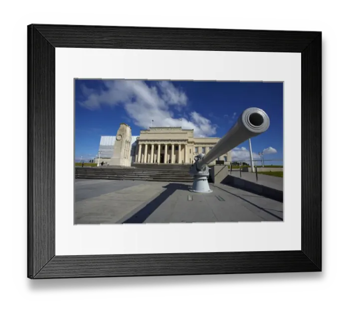 Framed Print : Historic gun and Auckland War Memorial Museum, Auckland Domain, Auckland, North Island Framed Print : Historic gun and Auckland War Memorial Museum, Auckland Domain, Auckland, North Island