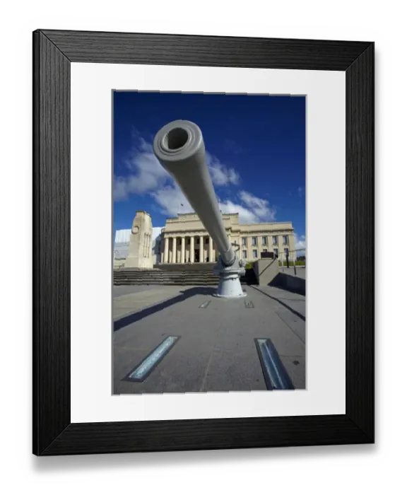 Framed Print : Historic gun and Auckland War Memorial Museum, Auckland Domain, Auckland, North Island Framed Print : Historic gun and Auckland War Memorial Museum, Auckland Domain, Auckland, North Island