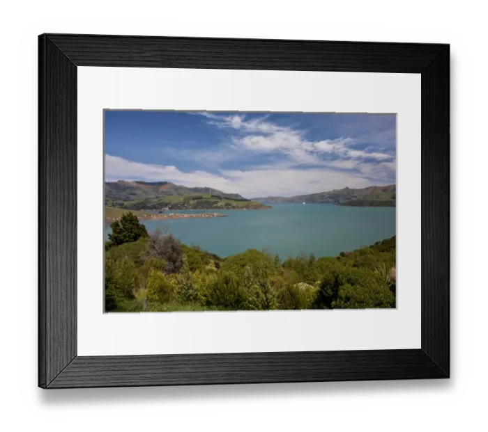 Framed Print : South Pacific, New Zealand, South Island, Akaroa. Landscape of aquamarine harbor Framed Print : South Pacific, New Zealand, South Island, Akaroa. Landscape of aquamarine harbor