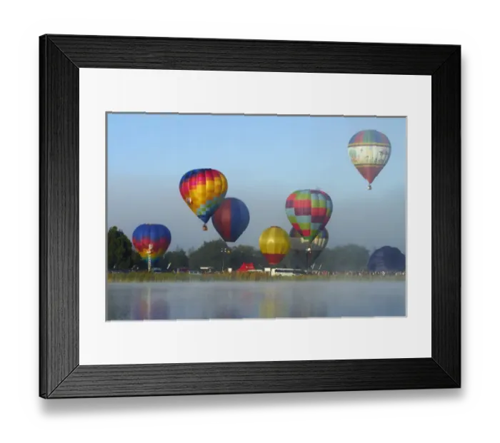 Framed Print : Hot air balloons, Balloons over Waikato Festival, Lake Rotoroa, Hamilton, Waikato